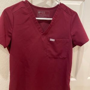 FIGS Burgundy Catarina One-Pocket Scrub Top - Size XS